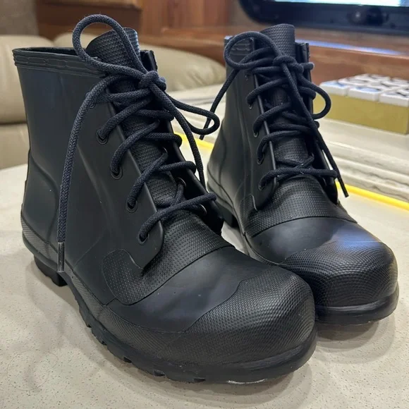 Hunter | Shoes | Hunter Black Lace Up Rain Boots Size 7 38